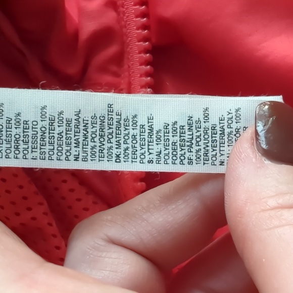 Adidas Logo Windbreaker Color Block Red Peach Track Nylon Jacket Size M Vented - Picture 6 of 7